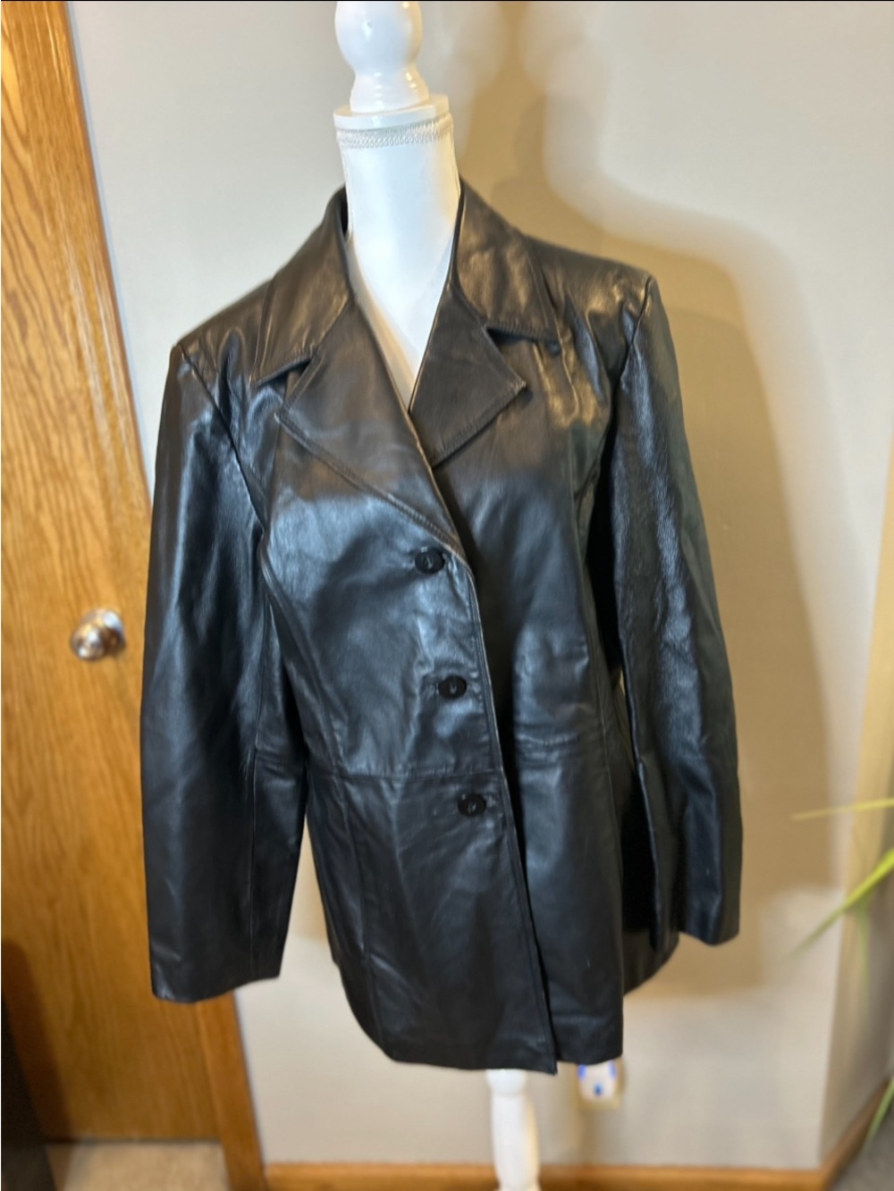 Worthington Genuine Leather Blazer Women’s XL Black 100% Leather Jacket - Picture 5 of 11